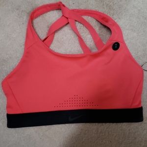 Coral/ black sports bra